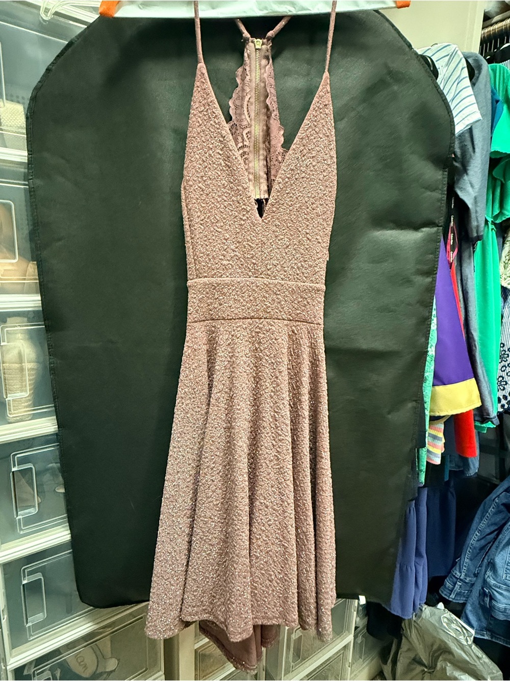 Windsor Mauve Textured Lace-Back Mini Dress